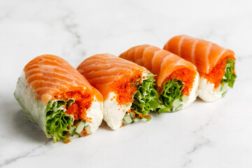 delivery of Japanese rice and fresh fish dishes