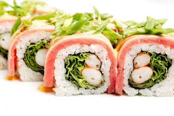 delivery of Japanese rice and fresh fish dishes