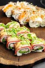 delivery of Japanese rice and fresh fish dishes