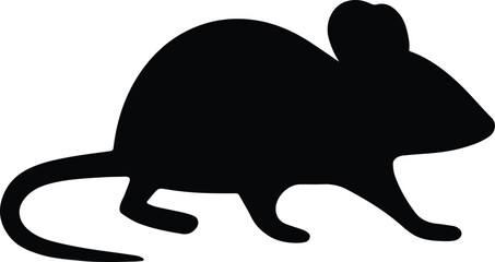 Silhouette cute domestic mouse rodent isolated vector illustration