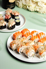 delivery of Japanese rice and fresh fish dishes