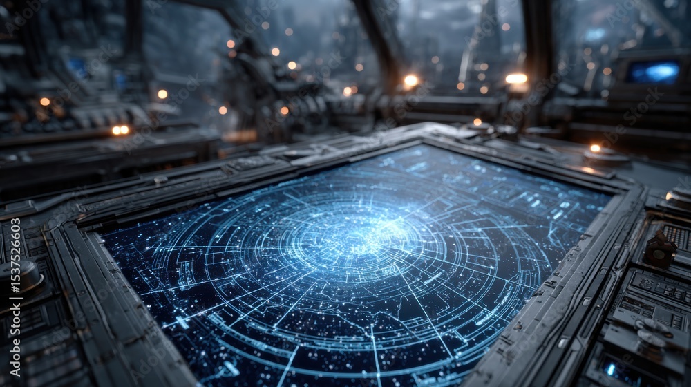 Poster a detailed control panel reveals a vibrant star map with intricate patterns and glowing elements. th