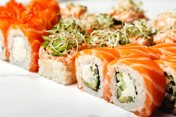 delivery of Japanese rice and fresh fish dishes
