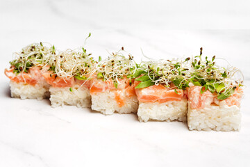 delivery of Japanese rice and fresh fish dishes