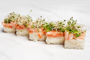 delivery of Japanese rice and fresh fish dishes