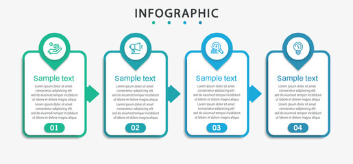 Infographic design template with 4 options, steps or processes. Can be used for workflow layout, diagram, annual report, web design	
