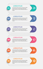 Business infographic vector design template with 6 options, steps or processes. Can be used for workflow layout, diagram, annual report, web design