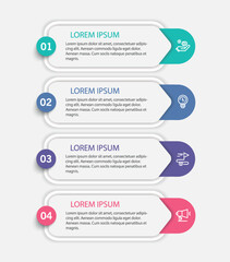Infographic design template with 4 options, steps or processes. Can be used for workflow layout, diagram, annual report, web design	

