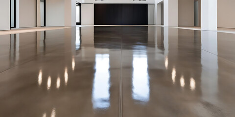 Obraz premium Empty Room with Polished Concrete Floor