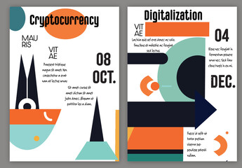 Flyer A4 Abstract Futuristic Simple Geometric Shape Flat Colors