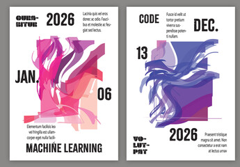 Flyer A4 Abstract Pastel Transparent Shapes Resembling Watercolor