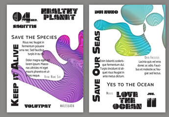 Flyer A4 Ocean Wavy Abstract Shape Whte Background