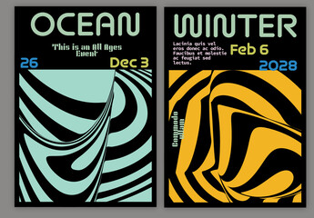 Flyer A4 Striped Abstract Futuristic Shape Bright Colored With Black