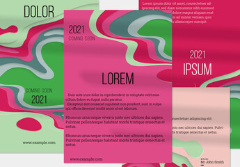 Flyer Layout with Paper Cut Craft Wavy Layered Texture