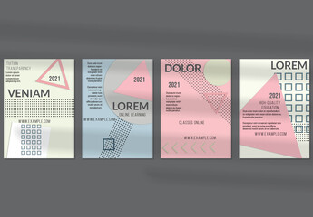 Flyer Layout with Paper Cut Layered Simple Geometric Shapes
