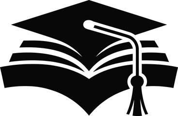 Graduation cap and book vector illustration for education and academic success concept design