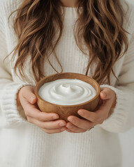 Natural hair mask held with care, ready for a nourishing self-care routine.