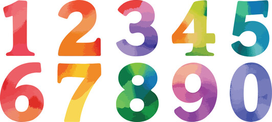Colourful 3D number set for children's education and design