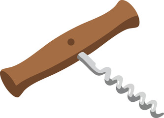 Wooden handle corkscrew wine bottle opener tool vector illustration design