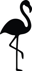 Silhouette flamingo bird stands on one leg vector illustration