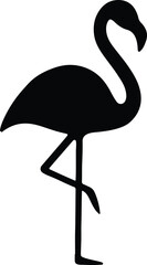 Silhouette flamingo standing on one leg vector illustration