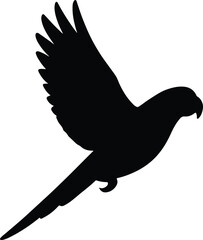 Silhouette Flying parrot bird art vector illustration