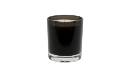 Elegant Black Candle in Glass Holder for Relaxing Ambiance and Home Decor, isolated on transparent background png