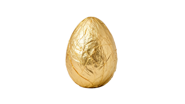 Golden Foil Wrapped Egg isolated on transparent background png