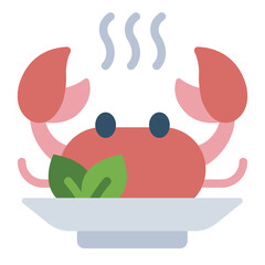 Crab seafood flat icon often seen in dishes or marine-themed packaging