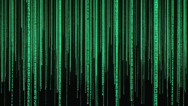 Abstract Green Digital Rain Background Streaming Code Texture