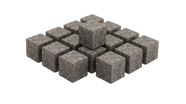 Cube shaped charcoal, isolated on transparent background PNG