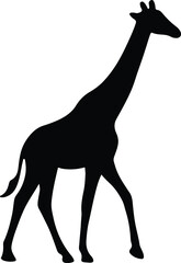 Silhouette giraffe walking flat design vector illustration