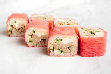 delivery of Japanese rice and fresh fish dishes