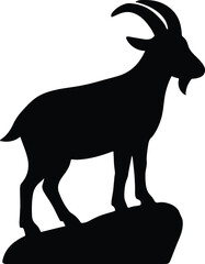 Silhouette goat standing on rock vector illustration