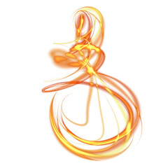 A yellow flame is drawn in the air with a white background