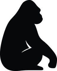 Silhouette gorilla sitting in profile vector illustration