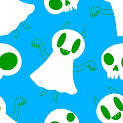Halloween ghost seamless cute cartoon pattern for wrapping paper and fabrics