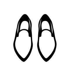 Minimalist black silhouette of papal slippers with pointed toe design