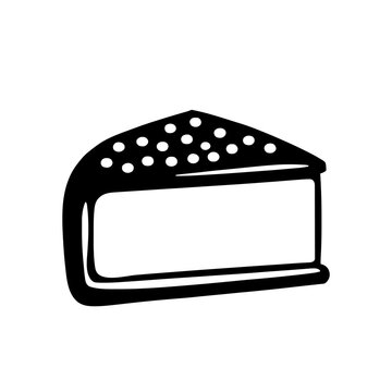 Minimalist black silhouette of kue cubir with pandan layer and coconut topping