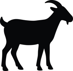 Silhouette horned goat standing side view vector illustration