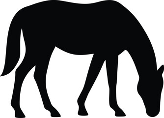 Fototapeta premium Silhouette horse grazes animal black equine vector illustration