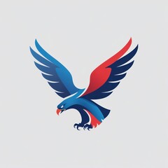 Obraz premium Bold, stylized eagle in flight, blue & red