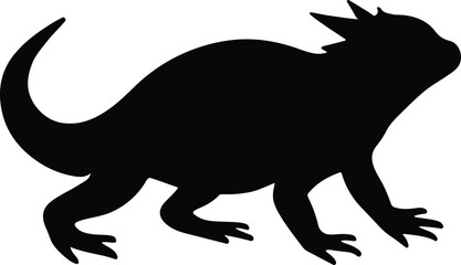 Silhouette horned lizard reptile simple flat vector illustration
