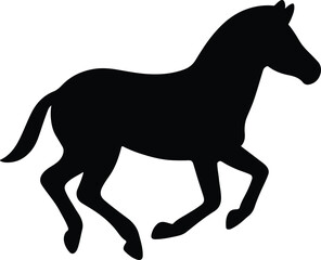 Silhouette horse running black and white vector illustration