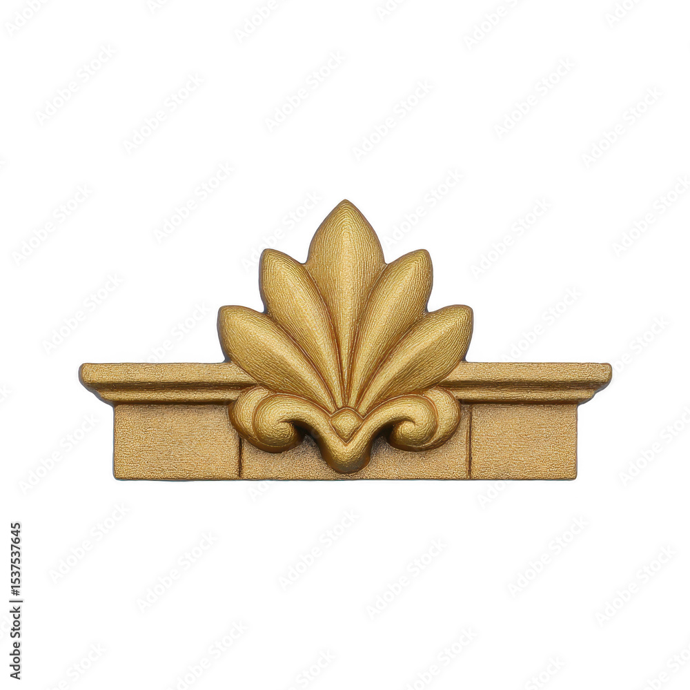 Poster decorative golden fleur de lis ornament with textured finish, often used in architecture or design f