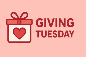 Giving Tuesday Icon: A graphic depicting a gift box with a heart and the words "Giving Tuesday", symbolizing charity and generosity.