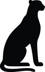 Silhouette jaguar sitting black graphic vector illustration