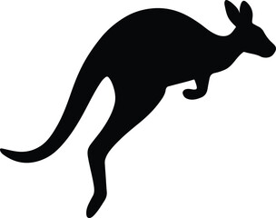 Silhouette kangaroo jumps black and white vector illustration