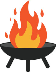 Naklejka na ściany i meble Outdoor fire pit with bright orange and yellow flames campfire vector illustration for leisure activities and backyard gatherings