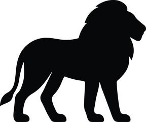 Silhouette lion standing elegant pose flat vector illustration
